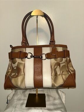 Coach Hampton Optic Signature Stripe Carryall Satchel